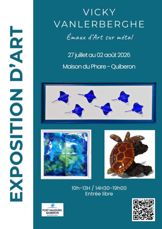 vanlerberghevicky-affiche-maisonduphare-quiberon-2026 Exposition solo d'émaux d'art à la Maison du phare à Quiberon du 27 juillet au 02 août 2026. Vicky Vanlerberghe